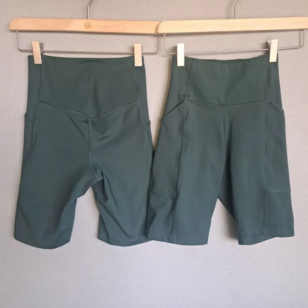 Girlfriend Collective *2 Pairs* High Rise Bike ShortsWomen’s XS Green Athletic